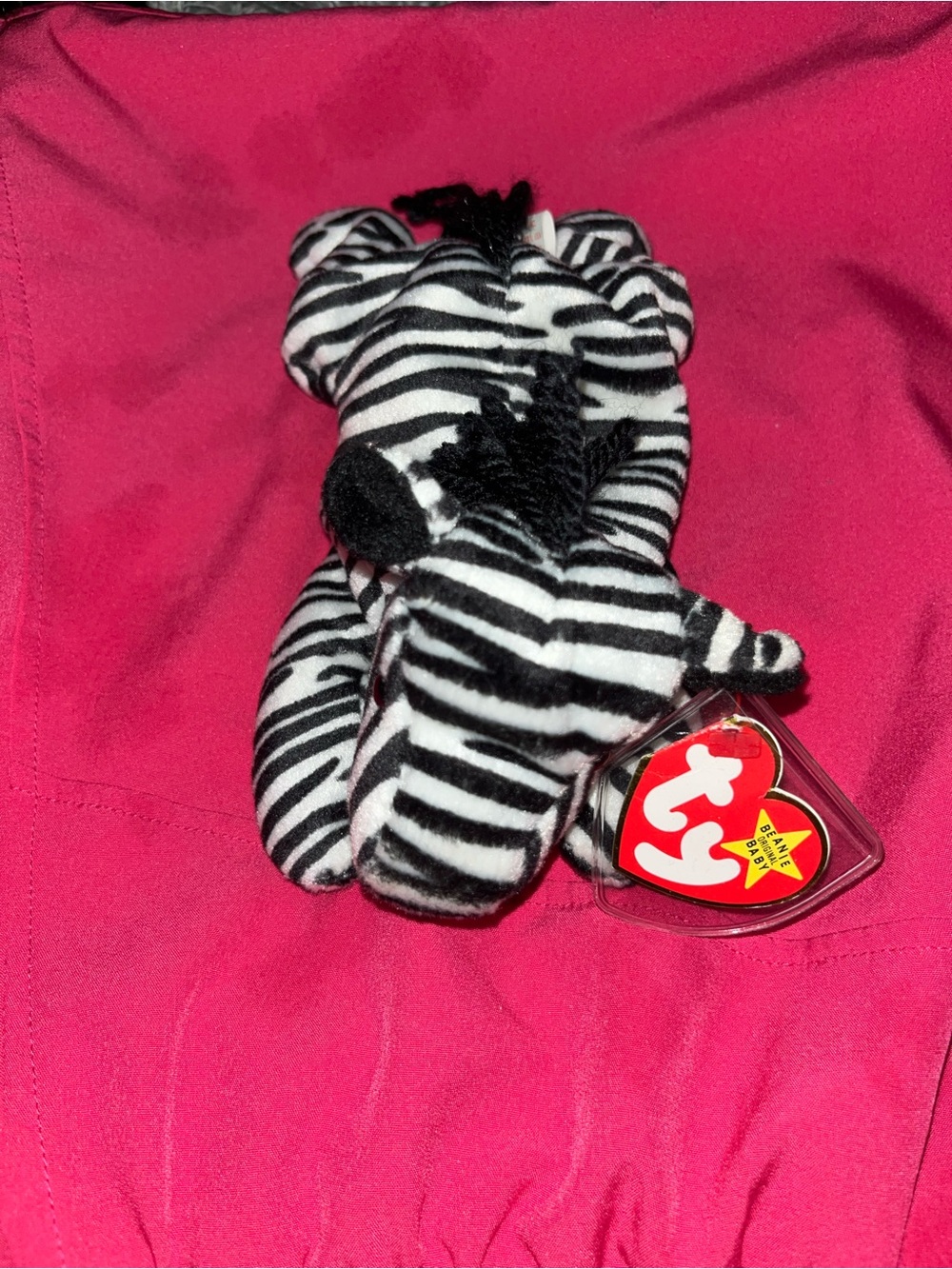 Ty Black & White Striped Zebra Beanie Plush